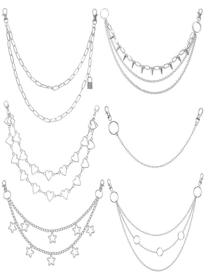 WYVAS Waist Chain Belt Jeans Pants Chain, Punk Pocket Chain HipHop Wallet Chain for Women Belly Chain Goth Accessories Y2K (Love Stars) - Image 1